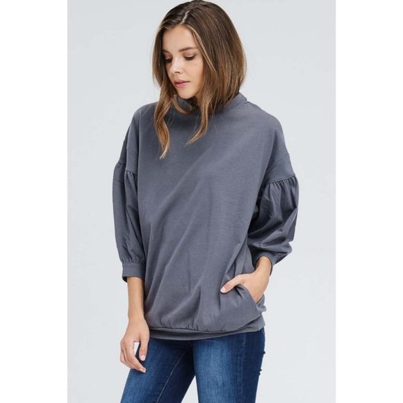 (NWT) Crewneck Longline Sweater w/Pockets - Picture 1 of 7